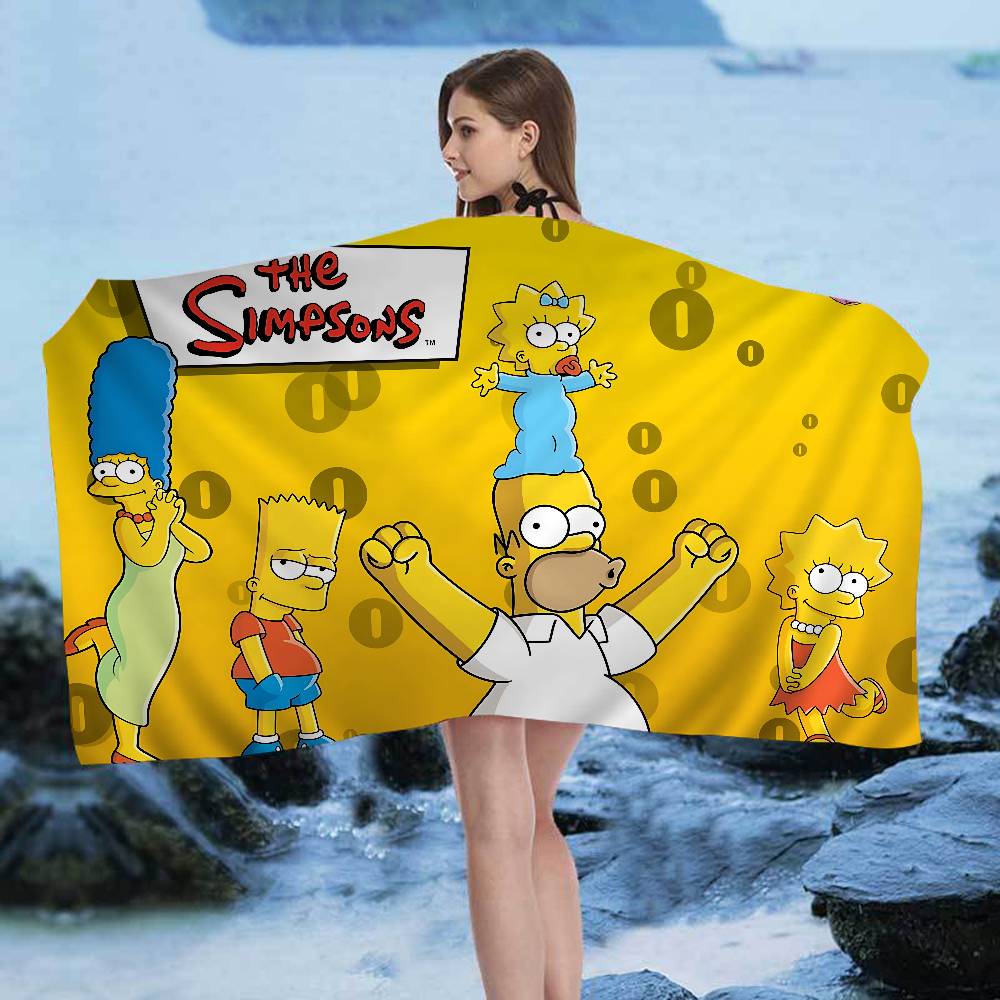 Мультяшное Полотенце The S-Simpsons из Микрофибры Мягкое Впитывающее Дышащее Для Девочек Детей Декоративное Мультяшное Пляжное Полотенце