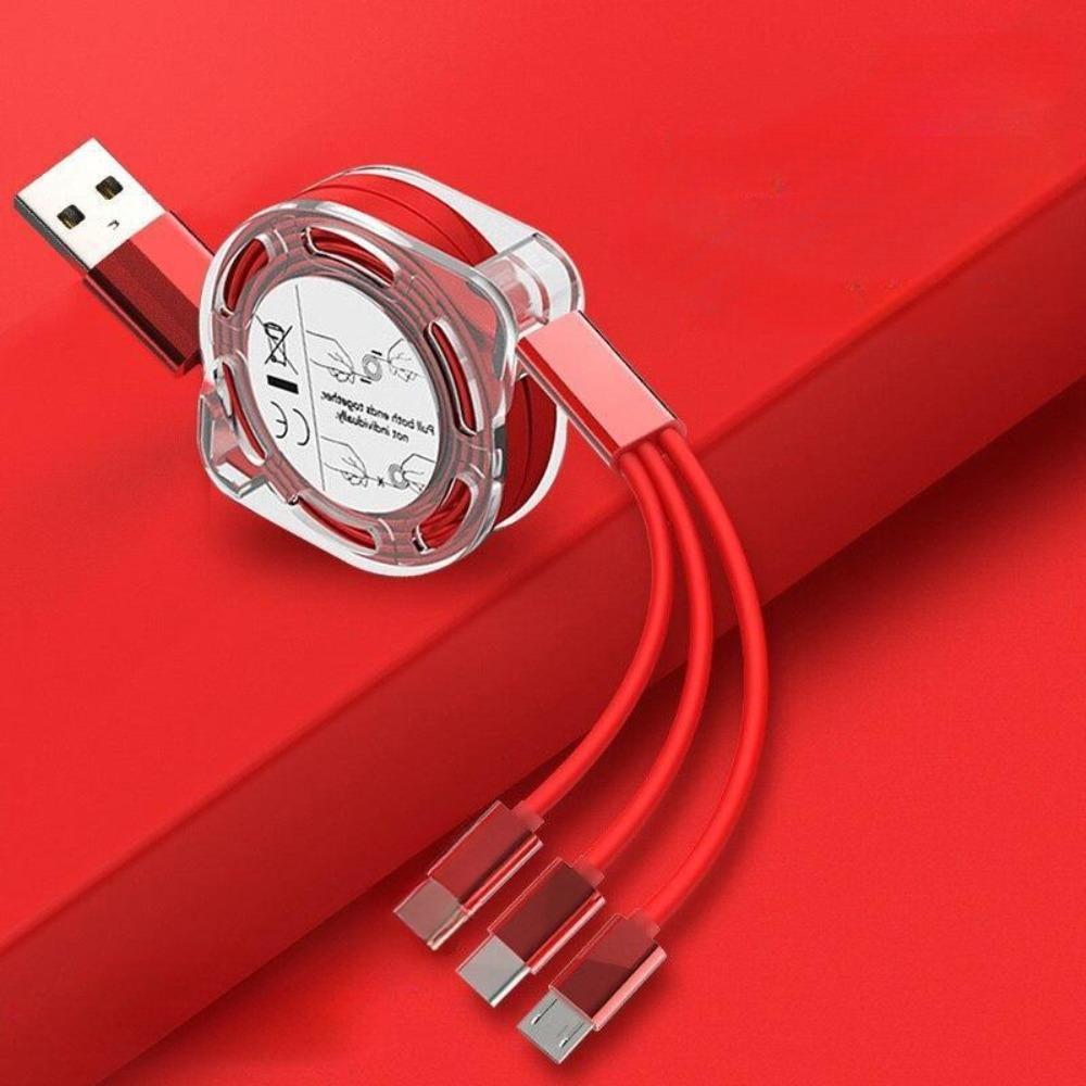 3 в 1 выдвижной USB-кабель типа C Micro USB для зарядки мобильного телефона, кабель для зарядки мобильного телефона, кабель для быстрой зарядки длиной 1 м