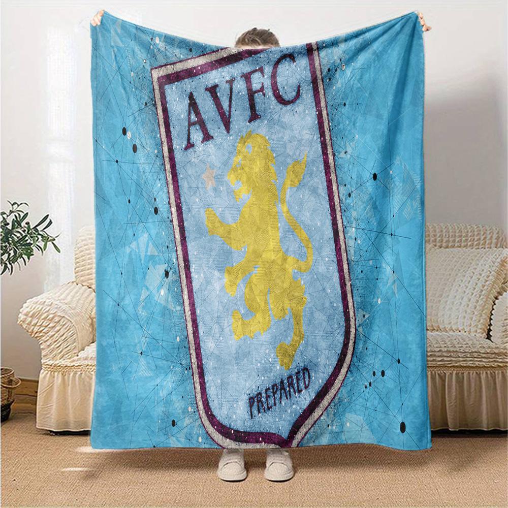 Aston Villa Crest Design Flannel Blanket, Soft Polyester, Modern Design, All-Season for Camping, Travel, Gifts for holidays or birthdays