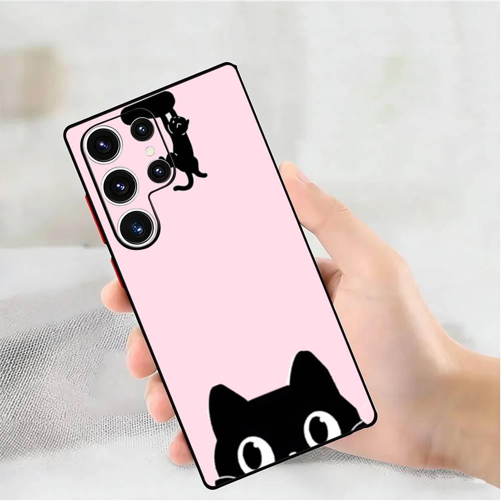 Силиконовый чехол для телефона с принтом черного кота для Samsung Galaxy S 24,22,20,23,21,20 Ultra Plus Lite 5G