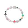 1MM Geometric Colored Gemstones Full Necklace Bracelet Hip Hop Style Jewelry Unisex Jewelry