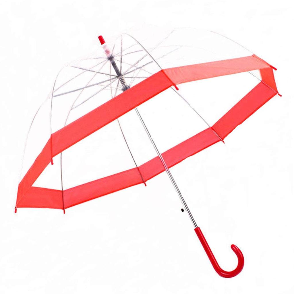 Transparent Automatic Long Bubble 8 Ribs Dome-Shaped Umbrella, Opening, Umbrella, Umbrella, (Red)