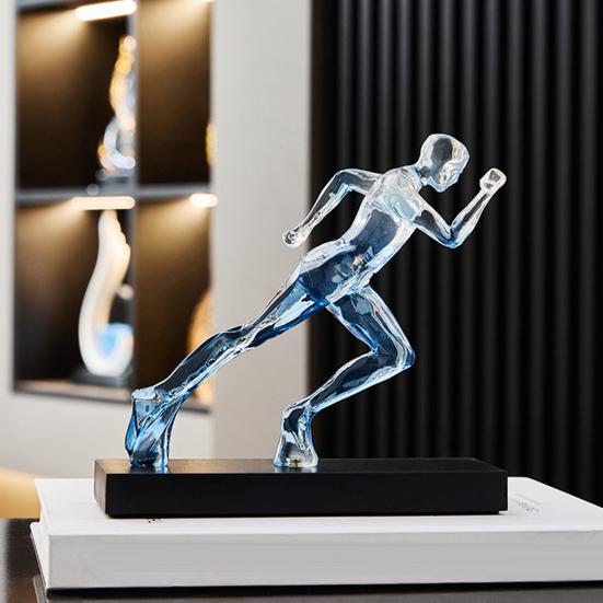 Male Runner Sculpture Abstract Resin Running Figurine Modern Home Decoration for