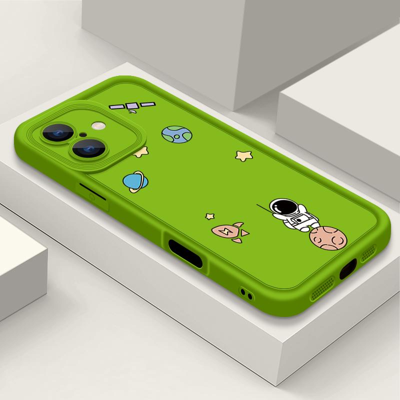 Милый принт астронавта ТПУ мягкий матовый чехол для телефона iPhone 16 Pro Max 15 14 Pro 13 12 11 XS XR 8 7 однотонный ударопрочный защитный объектив задняя крышка