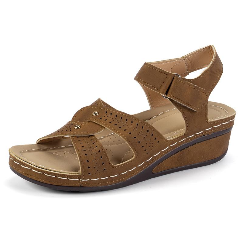 Летняя новинка внешней торговли, большой размер, дышащие сандалии с открытым носком и рыбьим ртом, нескользящие повседневные сандалии на ремешке с пряжкой, туфли для мамы, женские сандалии