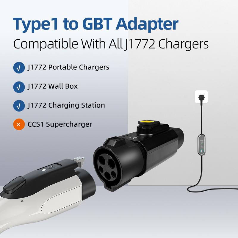 EVqiaoyi Type 1to GBT Adapter AC 250V 32A J1772 to GB/T Car EV Charging Adaptador