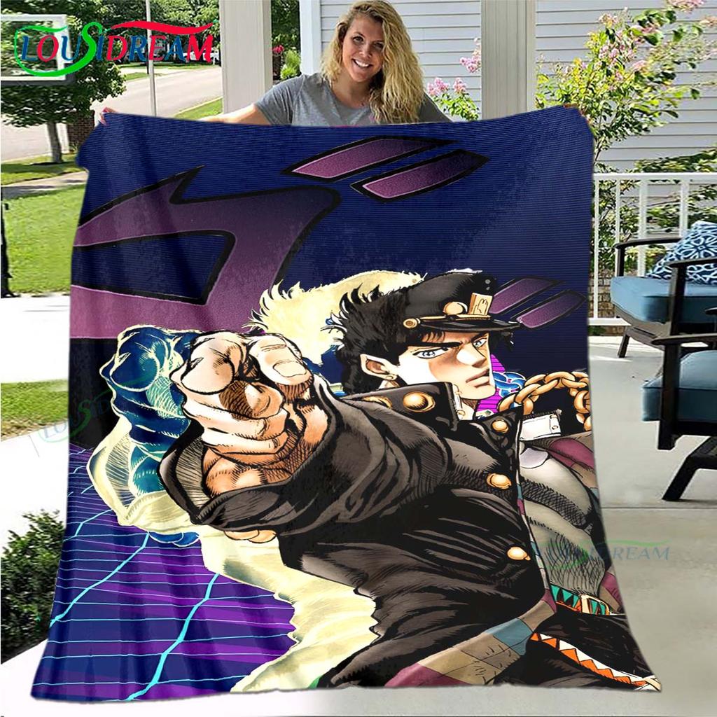 Мультяшный плед J-JoJo's Bizarre Adventure, Фланелевый плед для кровати, дивана, пикника, офиса, похода, отдыха, для сна, подарок на день рождения