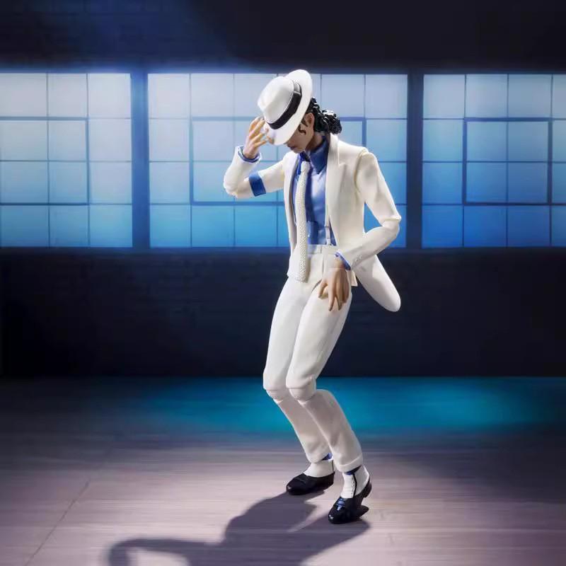 Фигурка-модель Майкла Джексона 'Smooth Criminal', Белый костюм, Поза танца Moonwalk, Коллекционная фигурка музыкальной иконы