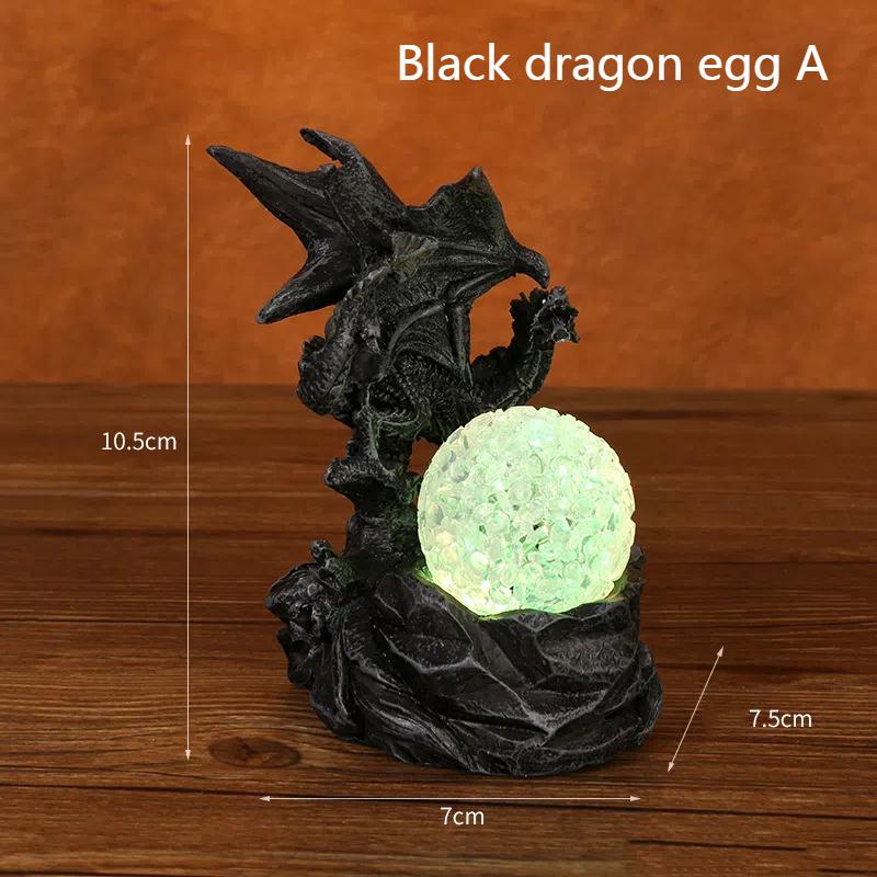 Dragon Egg Resin Ornament with LED Light Halloween Home Decoration Fly Dragon Night Light Sculpture Desk Accessories