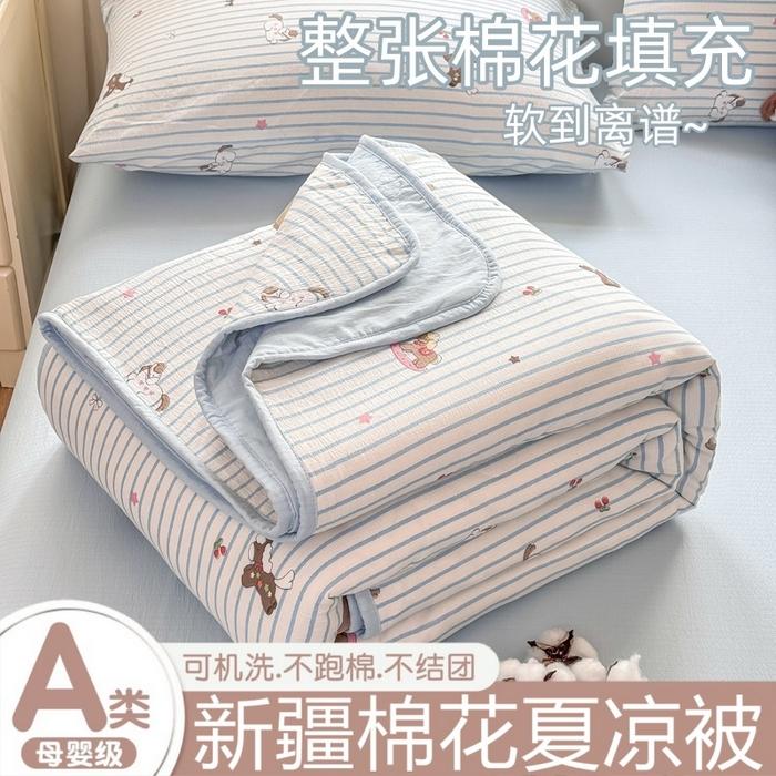 Small fresh printed double-layer yarn with small edging Xinjiang cotton summer cool quilt
