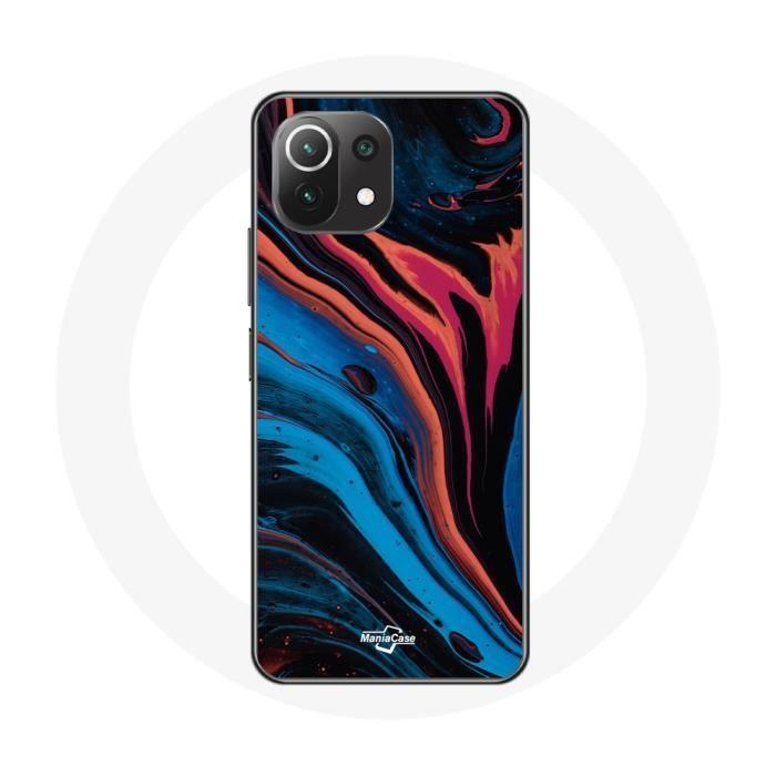 Coque pour Xiaomi Mi 11 Lite Texture abstraite bleu noir rouge