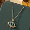 Популярное ожерелье из титановой стали синего цвета «Злой глаз» для женщин – Универсальное и персонализированное ювелирное изделие-цепочка для ключицы