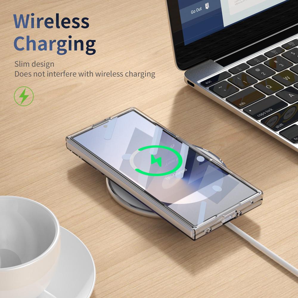 KEYSION Прозрачный чехол для Samsung Galaxy Z Fold 7 Жесткий ПК Металлическая подставка Противоударная крышка для телефона со стеклянной защитной пленкой для экрана