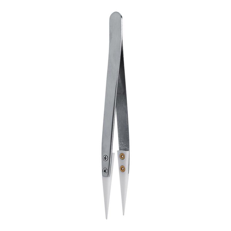 Steel Stainless Ceramic Pointed Tip Tweezer Heat Resistant Antistatic Antiacid