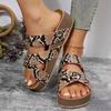 Fashion Snake Pattern Thick Bottom Cork Sandals Women Summer Non-Slip Platform Slippers Woman Cross Strap Casual Clogs Slides Shoes 2024