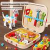 Children's Wooden Toolbox Puzzle: Screw Nut Disassembly Building Blocks with Portable Storage Box