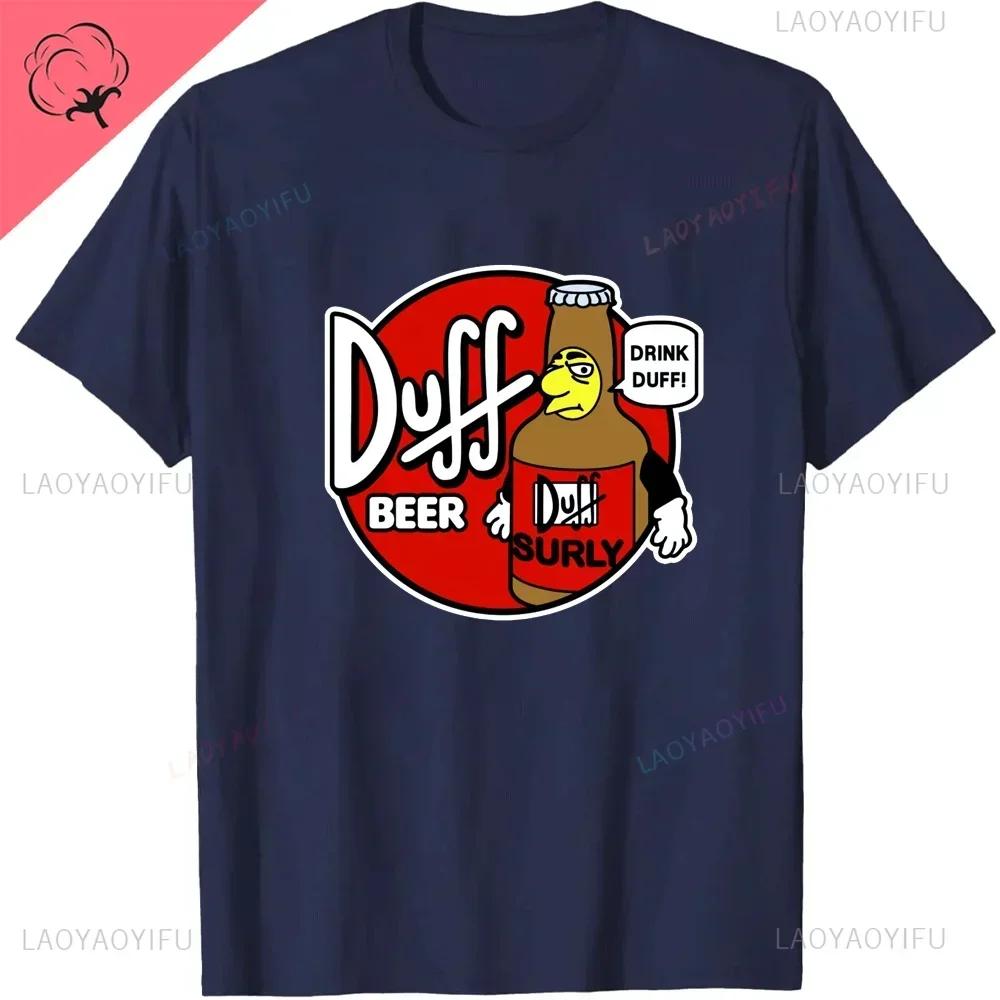 The Simpsons Duff Beer Circle Logo V2 TShirt Cotton Retro Street Fashion Mens Shirt Short Sleeve Design Printed Tshirt Tops