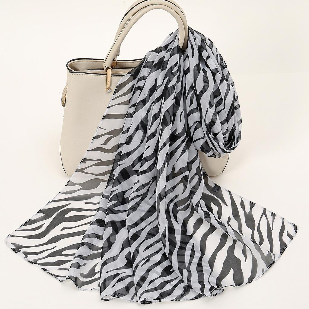 Newest Zebra Strip Chiffon Scarf Women Printed Shawl Scarf Fashion Printed Headscarf Pashmina Lady Hijab Shawl