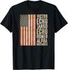 Veteran Military Alphabet American Flag Aged T- Unisex T-Shirt