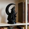 3D-печатная скульптура воющего волка на основании в виде полумесяца, матовое черное покрытие, коллекционное искусство, готическая черная статуэтка для книжной полки, стола