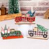 3pcs/set Cartoon Christmas Wooden Car Decorations Grid Style Christmas Car Ornament  Christmas