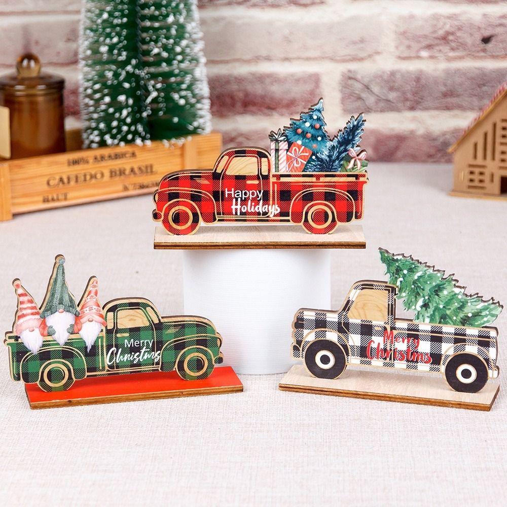 3pcs/set DIY Christmas Wooden Car Decorations Cartoon Christmas Car Ornament  Christmas