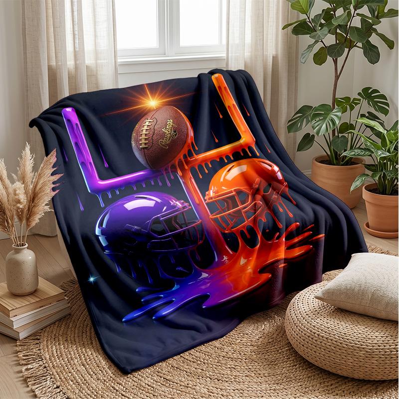 Football Melting Art Theme blanket Lightweight Warm Flannel Blanket Decorative Throw Blanket for Home Decoration