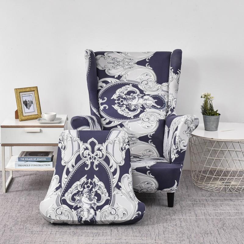 Чехлы для стульев с крыльями, 2 шт./компл., эластичный чехол для дивана, чехол для кресла с принтом, защитный чехол для мебели, мягкий диван с эластичным дном