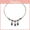 Style Halloween Dark Chain Necklace With Skeleton Head And Bat For Party Decor