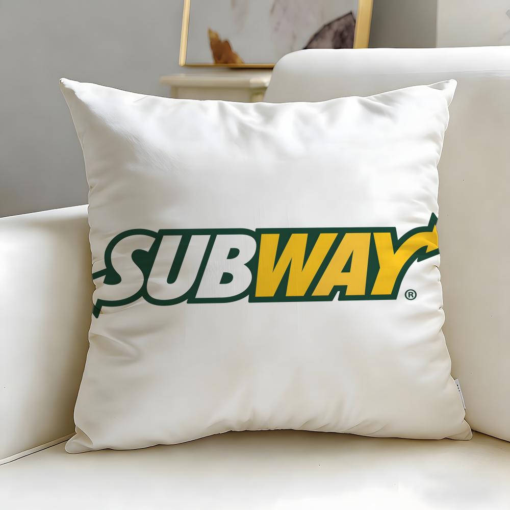 classic restaurant brand Subway Cushion Cover Soft  EasyWash Pillow Case  Versatile for Couch Bed Travel and Office