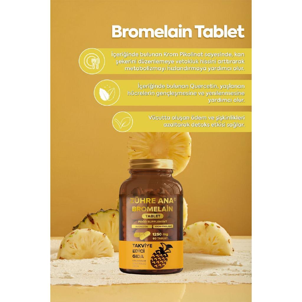 Бромелайн 60 таблеток - бромелайн, кверцетин, пиколинат хрома и витамин С 1250 мг