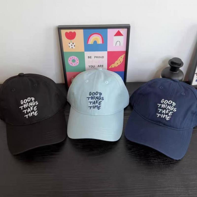 Hat Street Versatile White Letter Embroidery Cap Women's Big Head Circumference Face Small Shade Baseball Cap