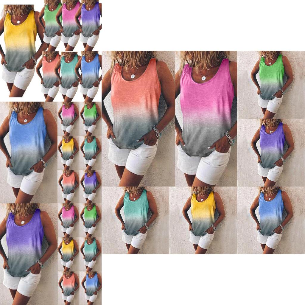 Стильный женский безрукавный градиентный жилет-майка, идеально подходящий для повседневных летних прогулок