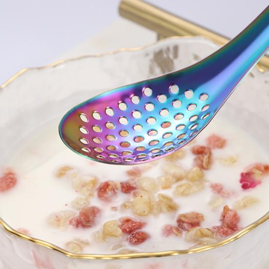 Ложка с прорезями, пищевой сорт, гладкая полированная термостойкость, фильтр без дематации, икра яичного желтка