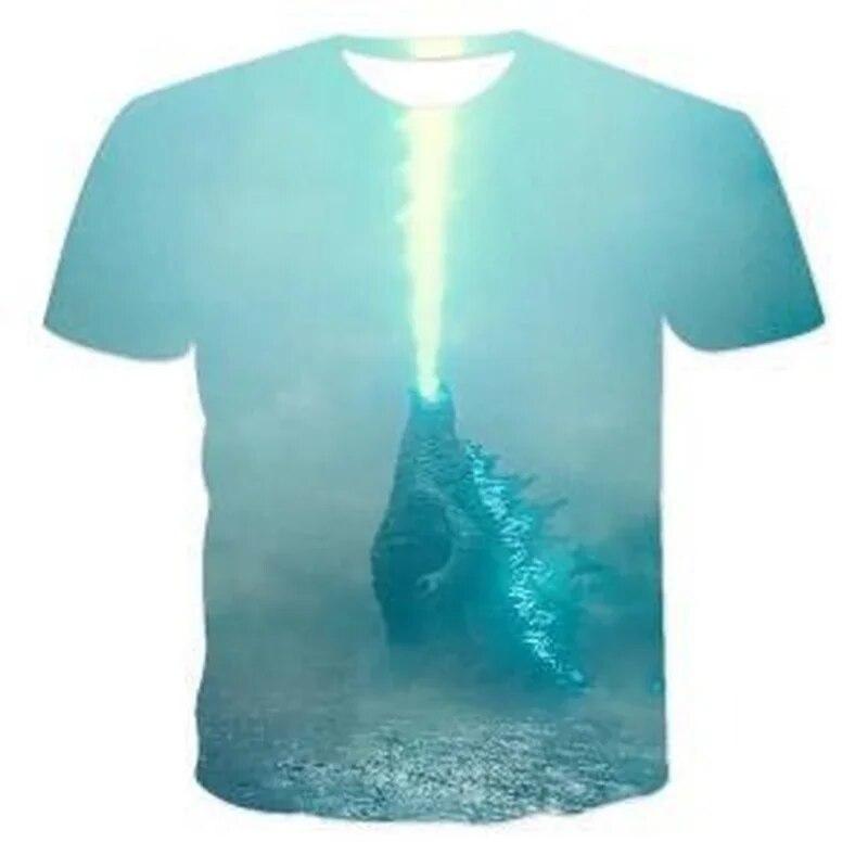 Футболка «Годзилла против монстра Кинг-Конга», футболка с 3D цифровым принтом, детская летняя одежда с короткими рукавами с героями мультфильмов для мальчиков и девочек, подарок