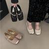 Sequined Mary Jane Single Shoes Women's Shoes 2025 New Spring Flat Bottom Niche High-end French Temperament Evening Shoes