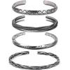 2023 Retro Men's Geometric Woven Cable Open Bangle In Silver-Plated Copper
