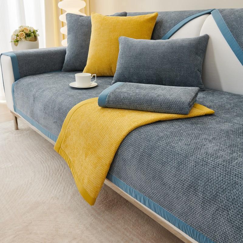 Modern Solid Color Sofa Cover Non-Slip Thick Chenille for Living Room Couch Cushion Mat Corner Sofa Cover Sofas Towel Home Decor
