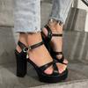 Sandals  Woman Fish Sandals Leather Fashion Sole Strap Buckle Mouth Thick High Heel Ladies Women'S Sandalias De Plataforma