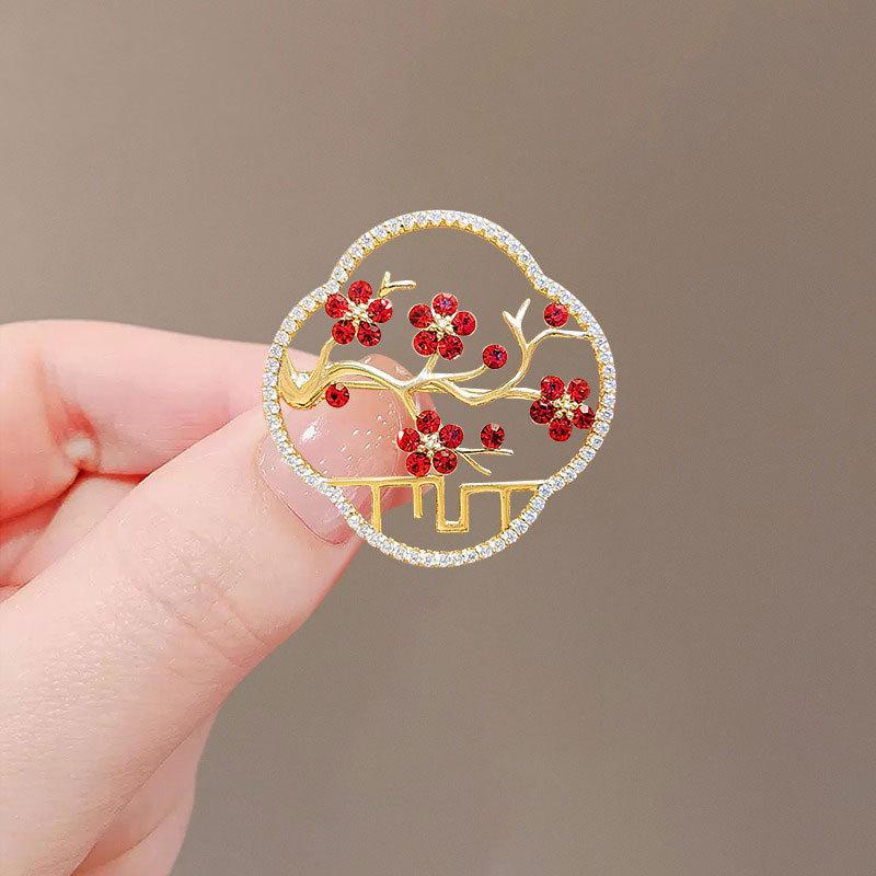 Джентльмен в цветах орхидеи, высококачественная брошь, женская китайская брошь с кисточками, веер, старинный воротник-стойка