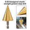 Wood Plastic Aluminum Hole Expand Tool Accessory 5-35 Gold Titanium Plate Pagoda Drill Hexagonal Straight Groove Step Drill Bit