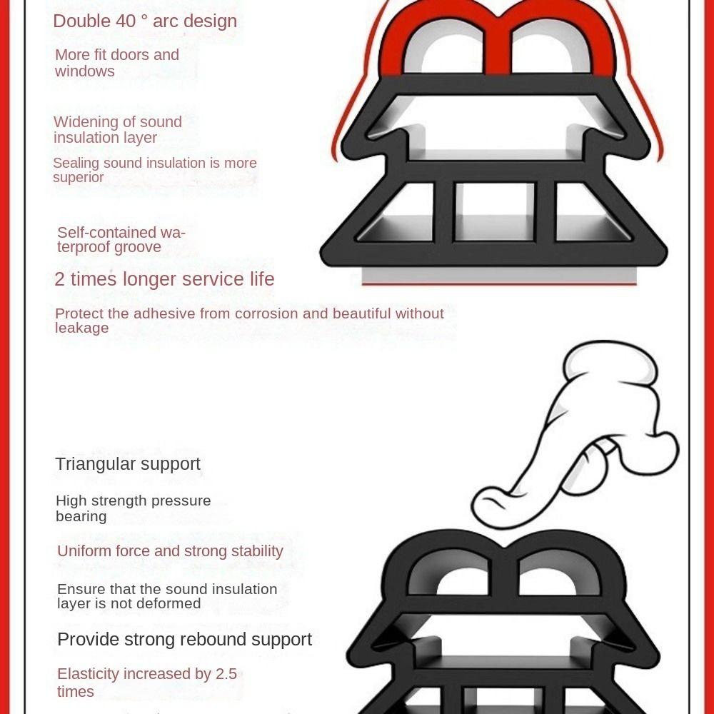 5M 3-Layer Seal Strip Car Door Soundproofing Trunk Seal New Hood Sealing Strip  Automobiles