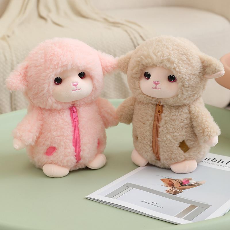 Dressed Baby Lamb Plush Toy Cute Little Sheep Stuffed Animal in Cozy with Clothes for Kids Birthday Gift Bedroom Decor