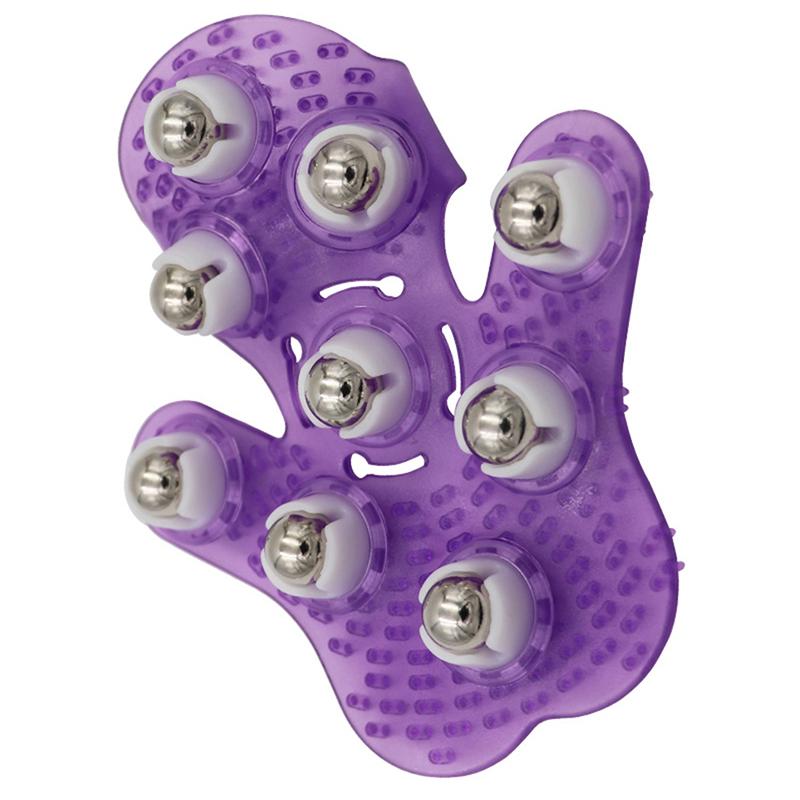 Palm Shaped Massage Glove Body Massager with 9 360 Degree Roller Metal Roller