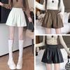Women's High-Waist Brown Leather Shorts - 2023 Autumn/Winter A-Line Slim Wide-Leg PU Fashion.