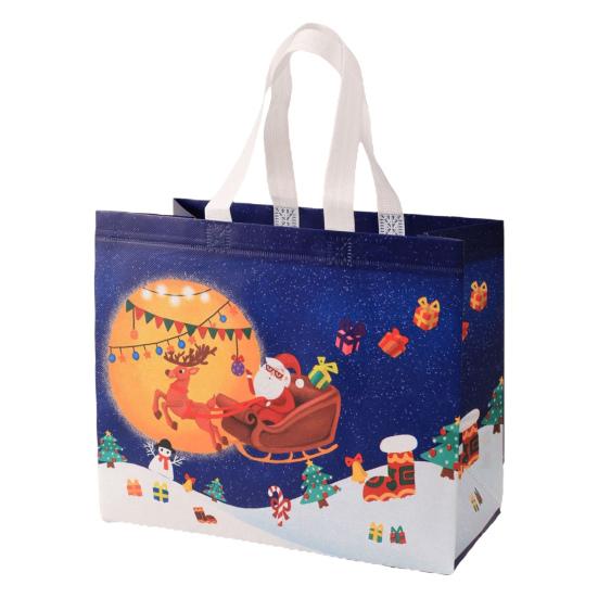 Рождественский подарочный пакет Санта-Клаус Снеговик Дизайн большой емкости с двойной ручкой из нетканого материала Подарочная упаковка для конфет