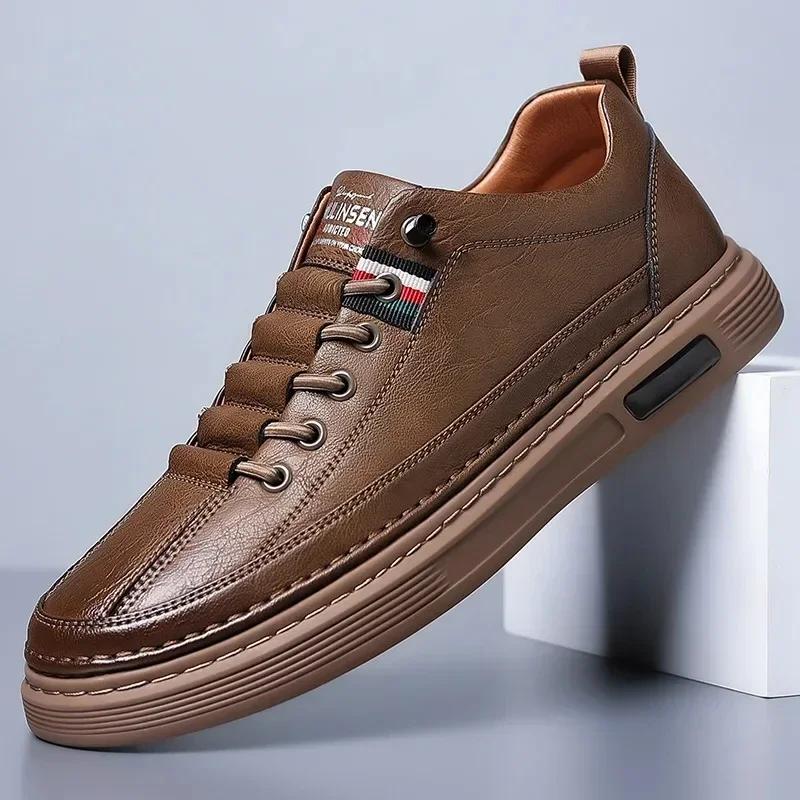 Fashion Brand Men's Casual New Leather Shoes for Men Non-slip Sports Shoes Fashion Comfortable Sneakers Male Flat Slip-on Casual Shoes