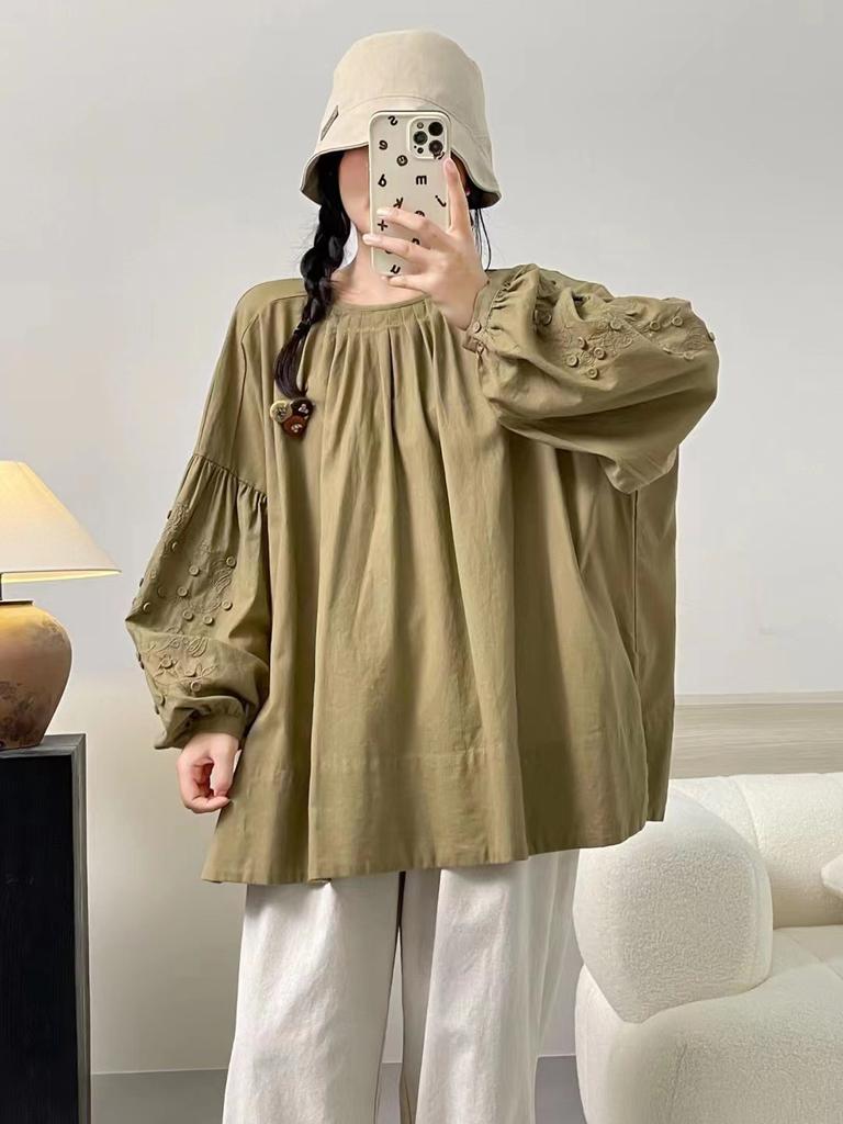 Johnature Японские лесные женские рубашки весна осень с вышивкой с длинными рукавами осень свободные женские