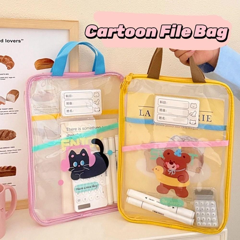 Transparent Test Paper Storage Bag Rabbit File Folder Bag INS Cartoon File Bag Students