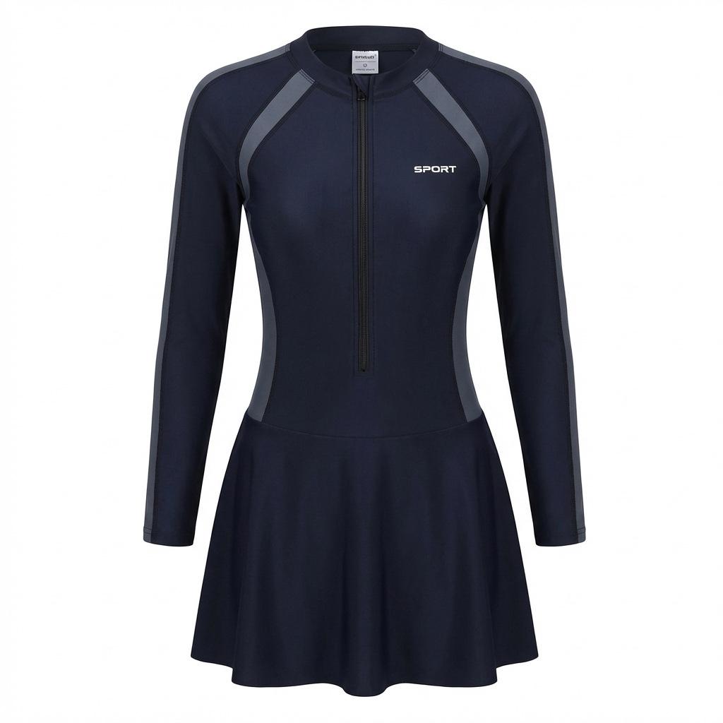 New women's skirt-style one-piece small and fresh women's swimsuit conservative and thin long-sleeved student hot spring swimsuit